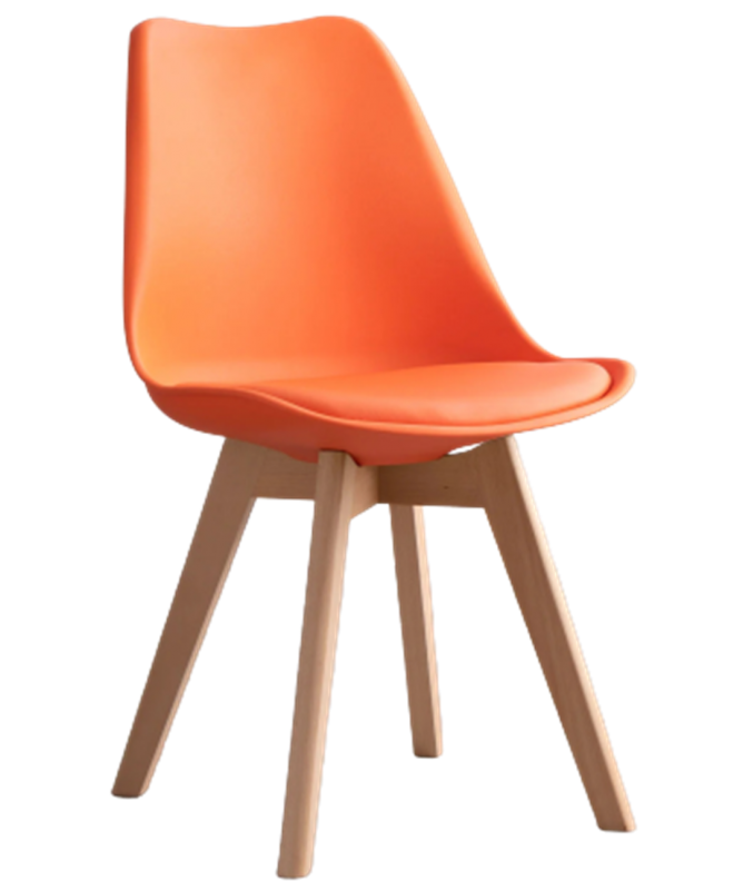 Modern Designer Home Kitchen Furniture Nordic PU Cushion Wood Leg Plastic Chair for Sale