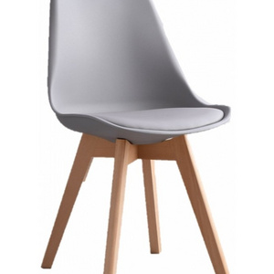 Modern Designer Home Kitchen Furniture Nordic PU Cushion Wood Leg Plastic Chair for Sale