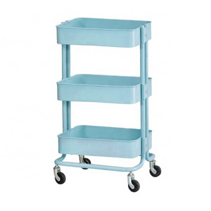 Wholesale Trolley 3-Tier Rolling Racks Kitchen Organizer With Wheels Utility Mobile Storage Trolley Cart