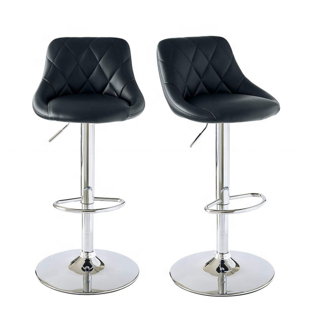 Commercial Used High Quality Pu Leather Black Round Bar Stool Outdoor High Bar Stools For Sale