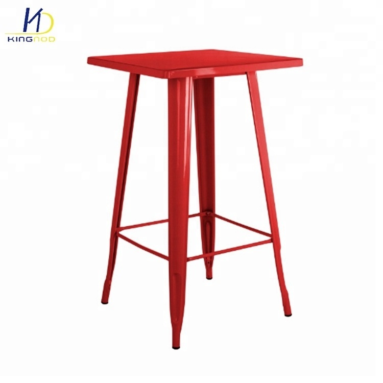 Square Night Club Metal Framed Bar Table For Restaurant And Bars Iron Top Bar Tables