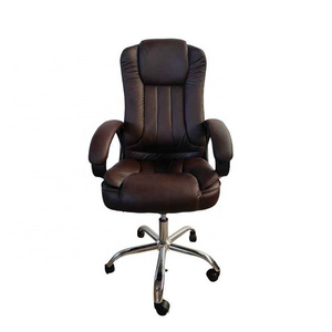 Good Quality Big Luxury  Ergonomic Office Chair With Tilt Mechanism Brown Wide Seat Revolving Chair Office