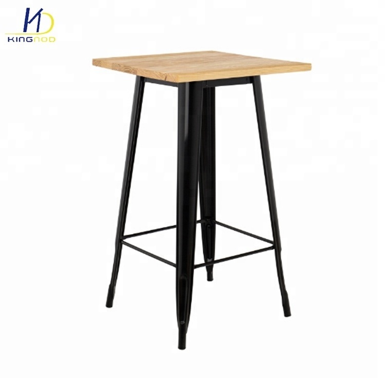 Square Night Club Metal Framed Bar Table For Restaurant And Bars Iron Top Bar Tables