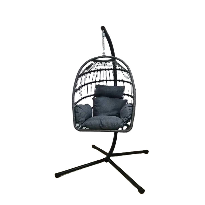 Wholesale Price Egg Rattan Chair Hanging Swing Egg Shape Outdoor Rattan Chair