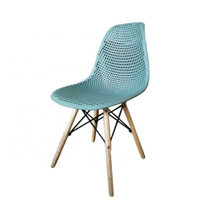 Cheapest Price Sillas Sky Blue Modern Dining Chair Breathable Wood Legs Outdoor Dining Chair Pp Back Custom Dining Room Chairs