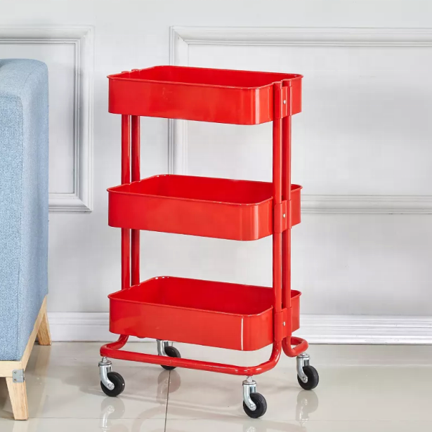 Wholesale Trolley 3-Tier Rolling Racks Kitchen Organizer With Wheels Utility Mobile Storage Trolley Cart