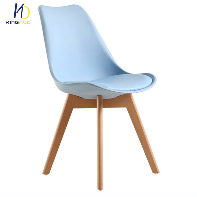 Modern Designer Home Kitchen Furniture Nordic PU Cushion Wood Leg Plastic Chair for Sale