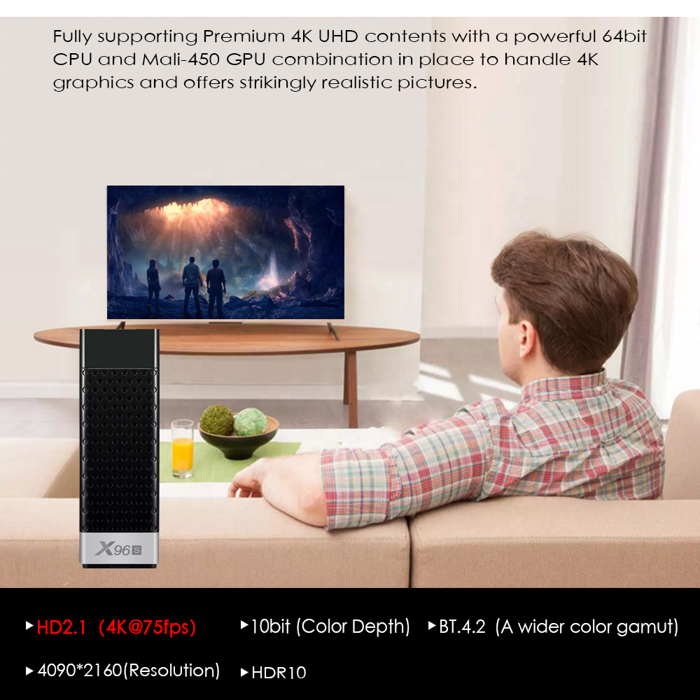 2020 Hot sale android 8.1 TV stick X96S amlogic S905Y2 quad core mini pc smart tv box stick anycast dongle 2.4G/5.8G dual wifi