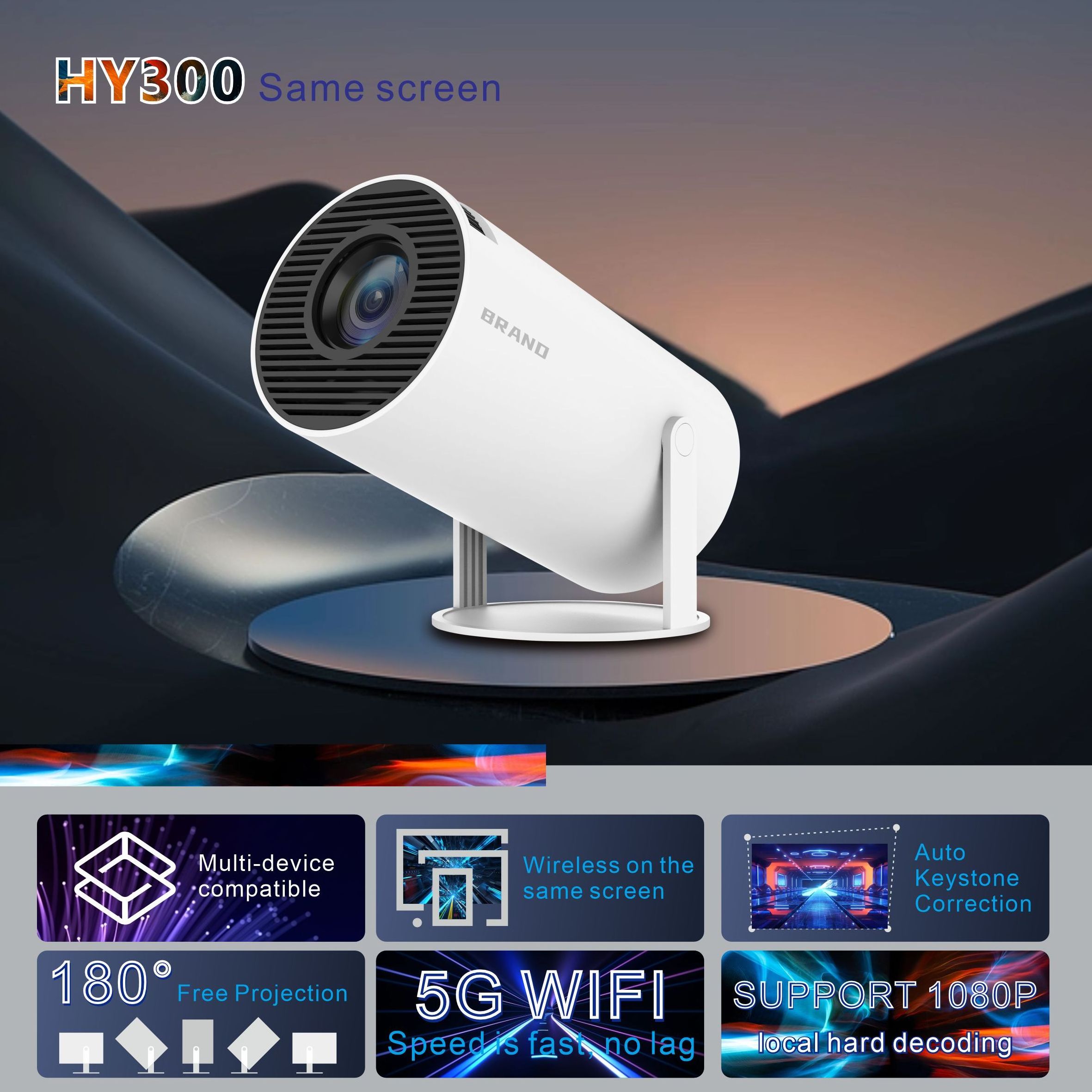 2023 Latest HD 4K Wireless Projector 1080 DLP Smart Same Mirroring Screen Latest Android Mini LED Wifi Projectors Business Light