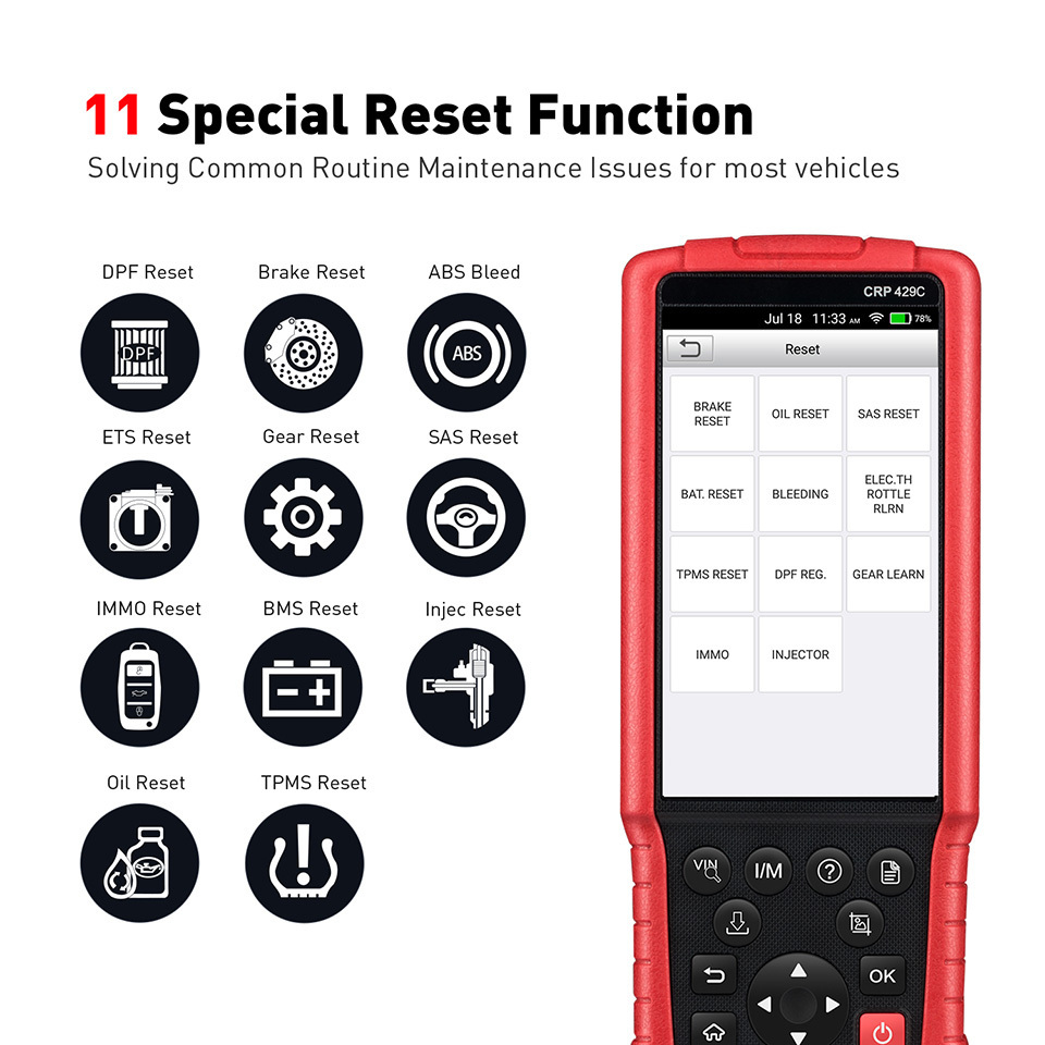 LAUNCH X431 CRP429C Auto Diagnostic Tool for Engine/ABS/SRS/AT+11 Service CRP 429C OBD2 Code Scanner Better than CRP129