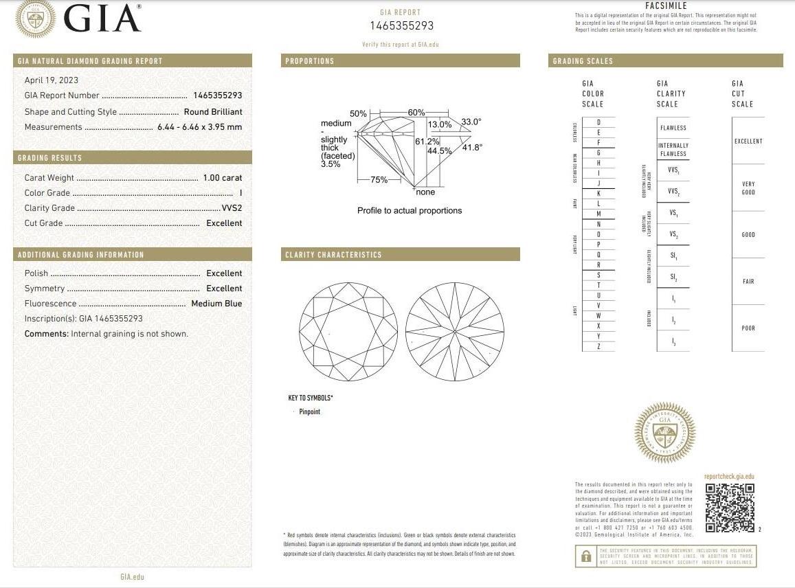 Top Quality Hong Kong Diamond Supplier 1.0 carat GIA Natural Round Diamond I Color VVS2 EX EX EX with Certificate Paper