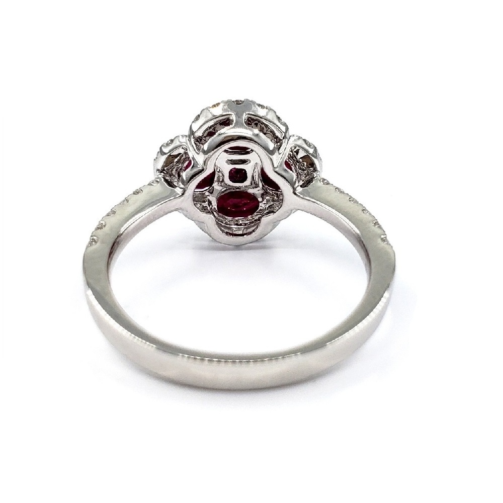 Fine Jewelry 750  Good Quality Romantic Illusion Cluster Fine Ruby Jewelry  18k White gold Natural Diamond Ring For Lady