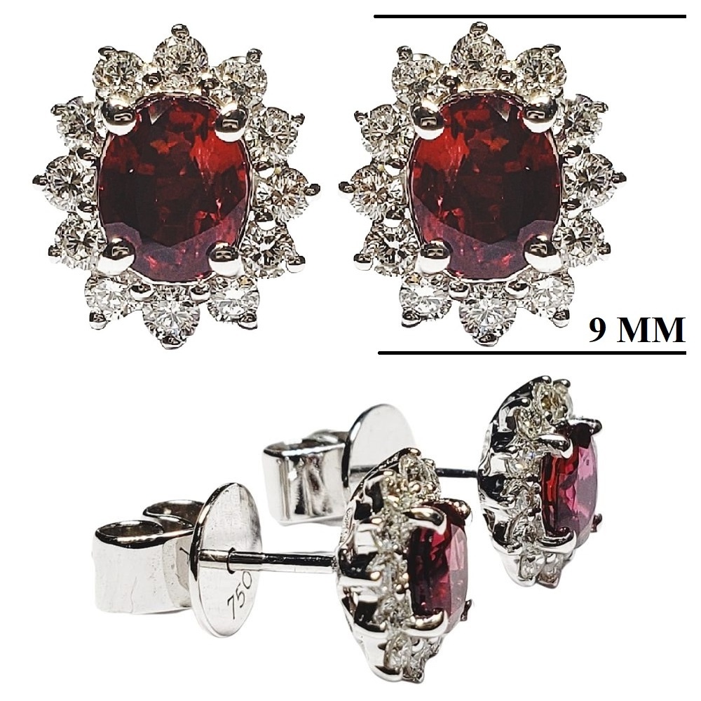 Manufacturer Popular Sun flower Cluster Design 18k White Gold High Quality Diamond Gem Stone  Earrings Ruby Jewelry For Women