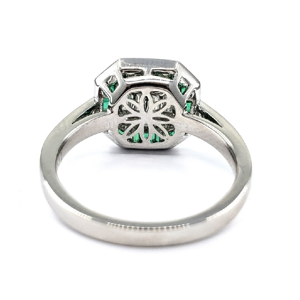 Vintage style fillirgree emerald design 18k gold ring Real Diamonds Cluster wholesale natural gemstone fine jewelry rings