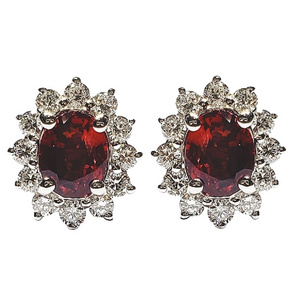 Manufacturer Popular Sun flower Cluster Design 18k White Gold High Quality Diamond Gem Stone  Earrings Ruby Jewelry For Women