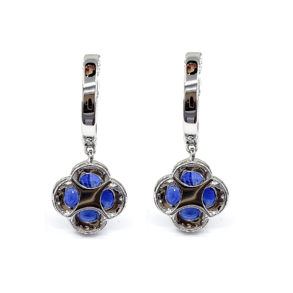 King O King Jewellery Co. Limited High Quality 14k Solid White Gold Real Diamond Blue Sapphire Hoops Earring For Gift