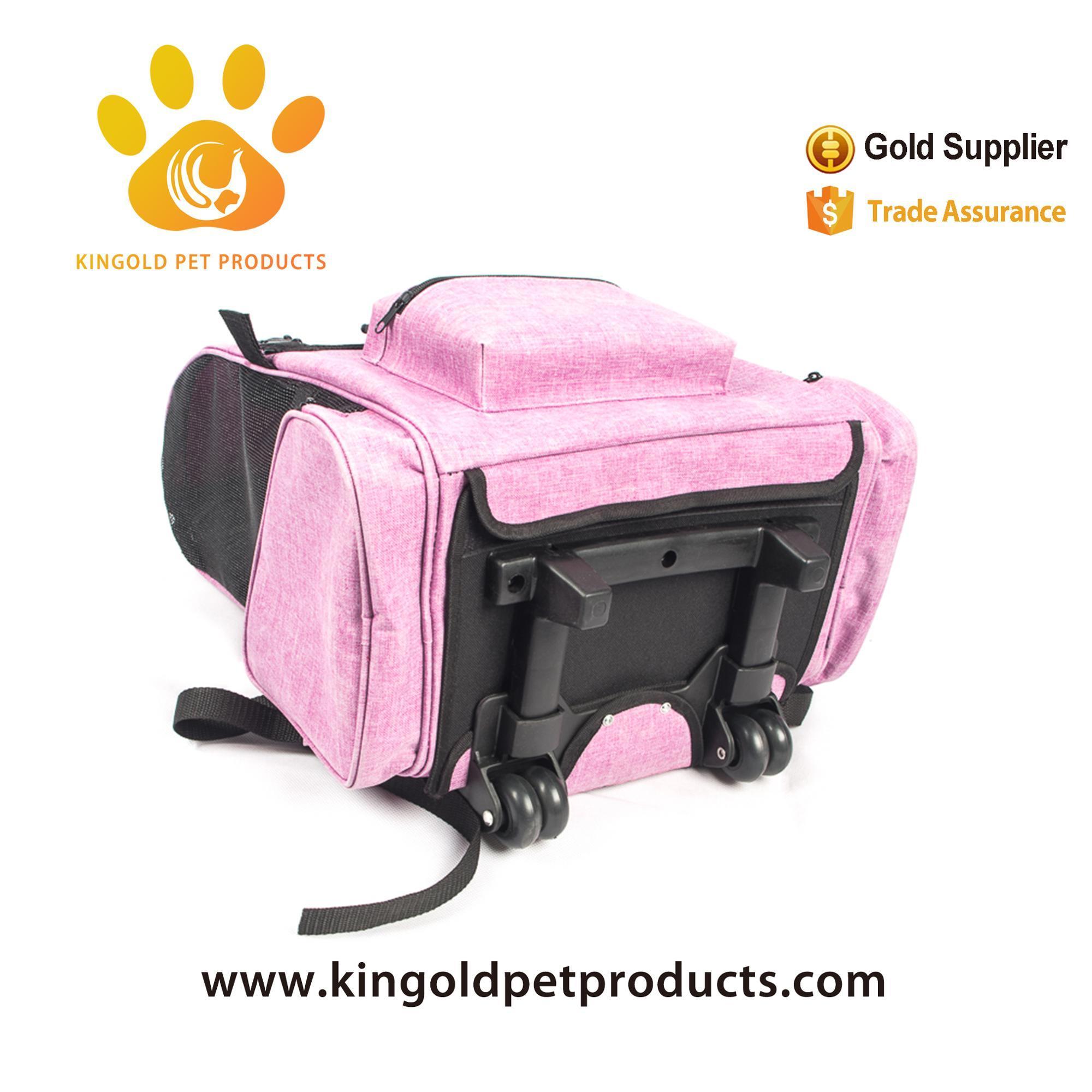 Customization Oxford Pet Carrier Bag with wheels Cat Dog Breathable Mesh Pet Travel Bag