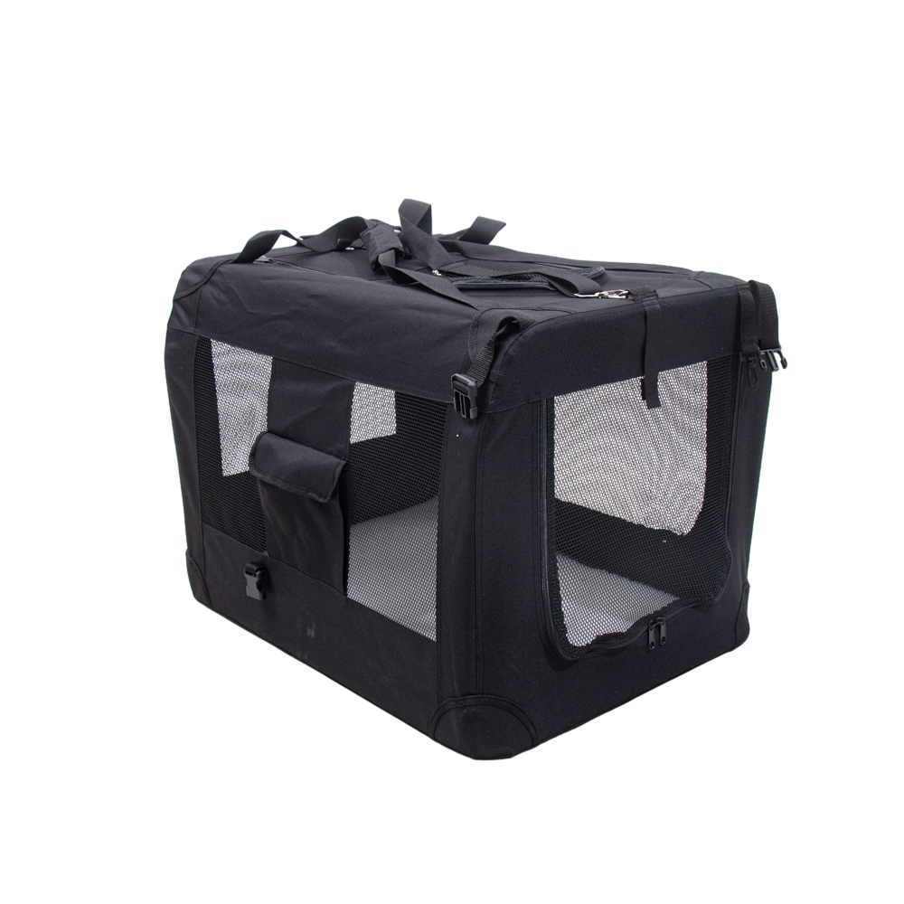 4 Door Nylon Dog Crate with Mesh Mat Indoor Outdoor Pet Foldable Collapsible Soft Dog Crate Portable Pet Bag