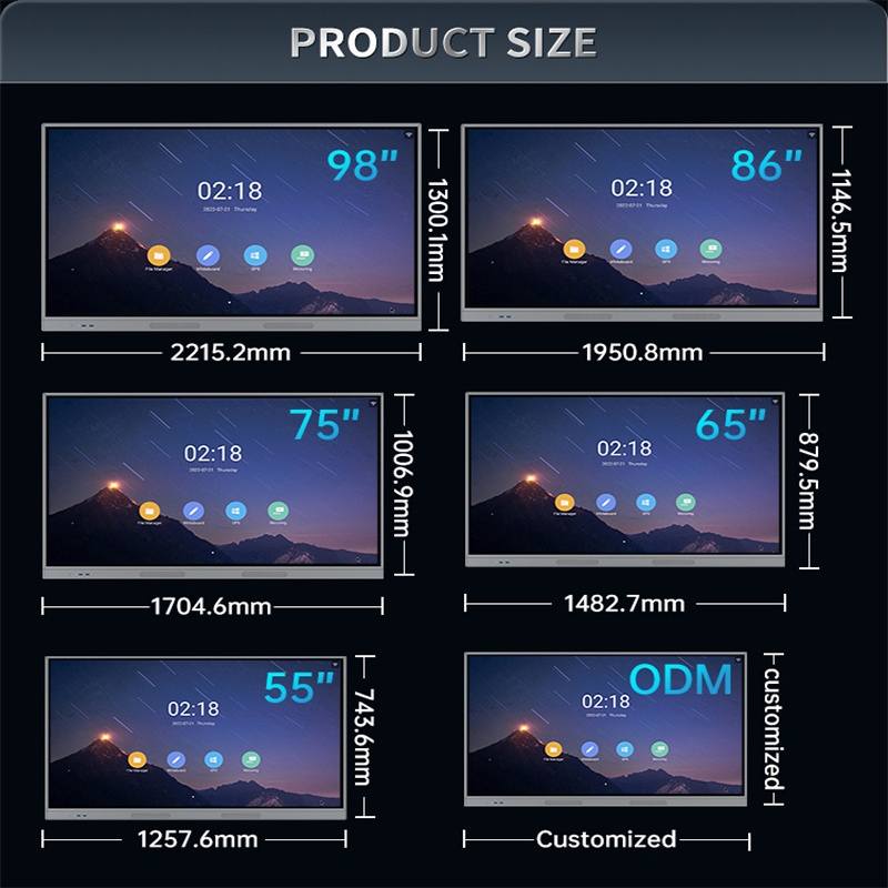 Wholesale 55 65 75 86 Inch LCD Touch Screen All in One PC Whiteboard Interactive Flat Panel for Education Meeting Conference