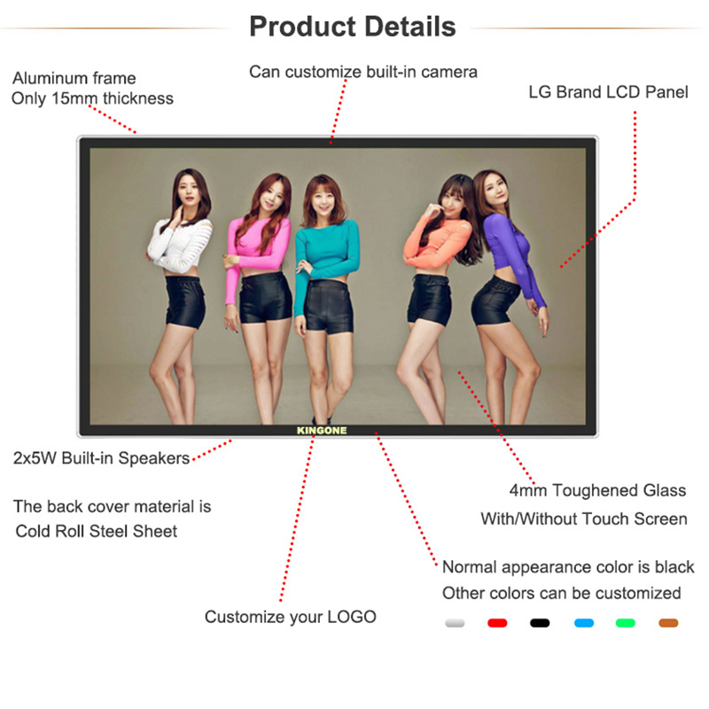 indoor Wall Mount Touch Screen Advertising Display Interactive LCD  battery Android Digital Signage Board for showcase