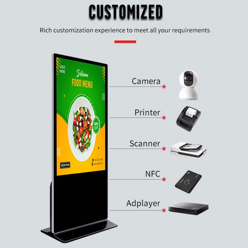 Free Standing 55 inch Interactive Digital Signage Display Totem Full HD 1080P LCD Monitor Touch Screen Kiosk Advertising Screen