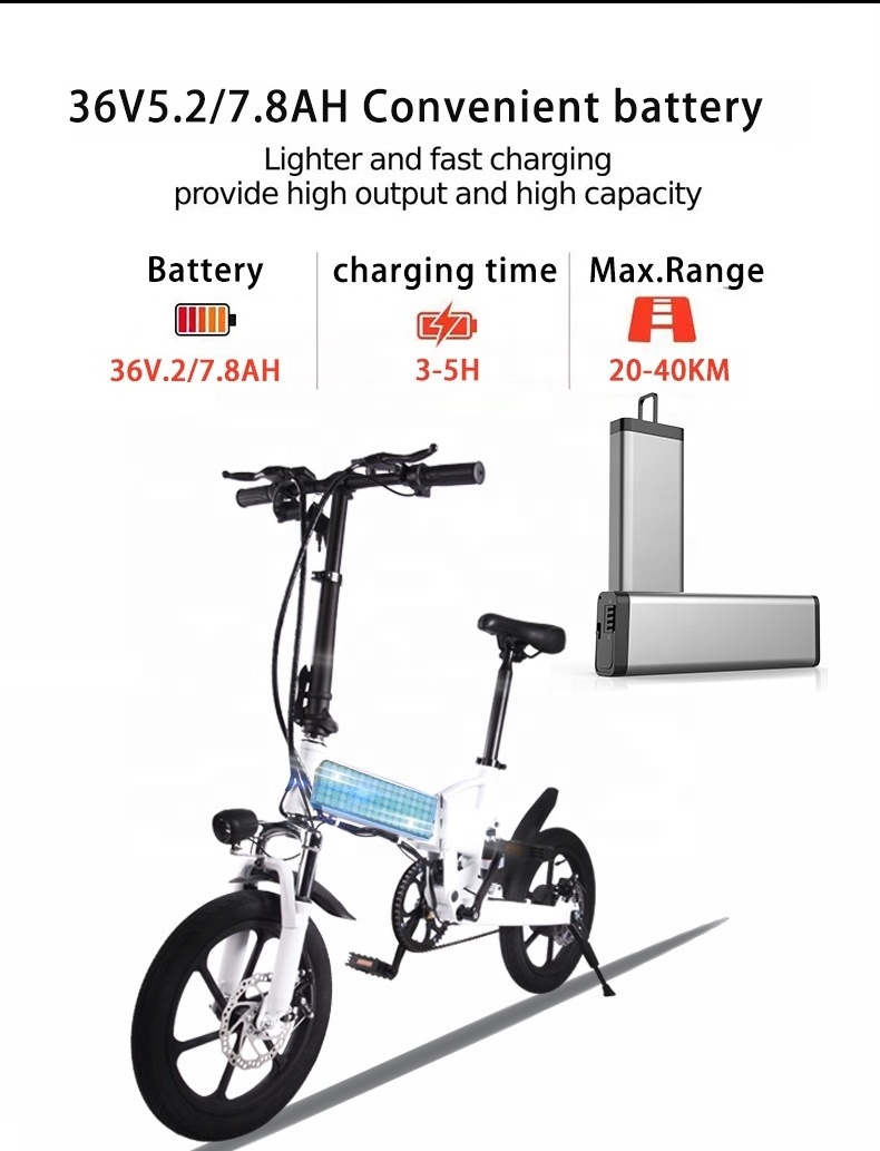 Durable Dual Motors Front And Rear v-Brake 16 Inch Bicycle Electric Folding Bike For Adult