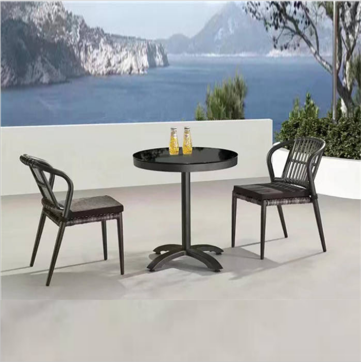 Wholesale patio High Back Malaysia Modern garden Rattan wicker dining set outdoor furniture cane Dining table and Chair