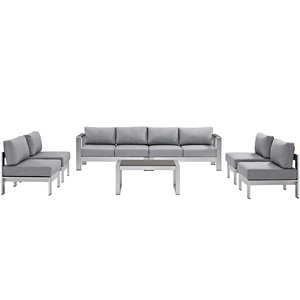 Modern aluminum furniture garden sofa set patio aluminum outdoor sofa hotel Villia poolside teak L sectional sofa