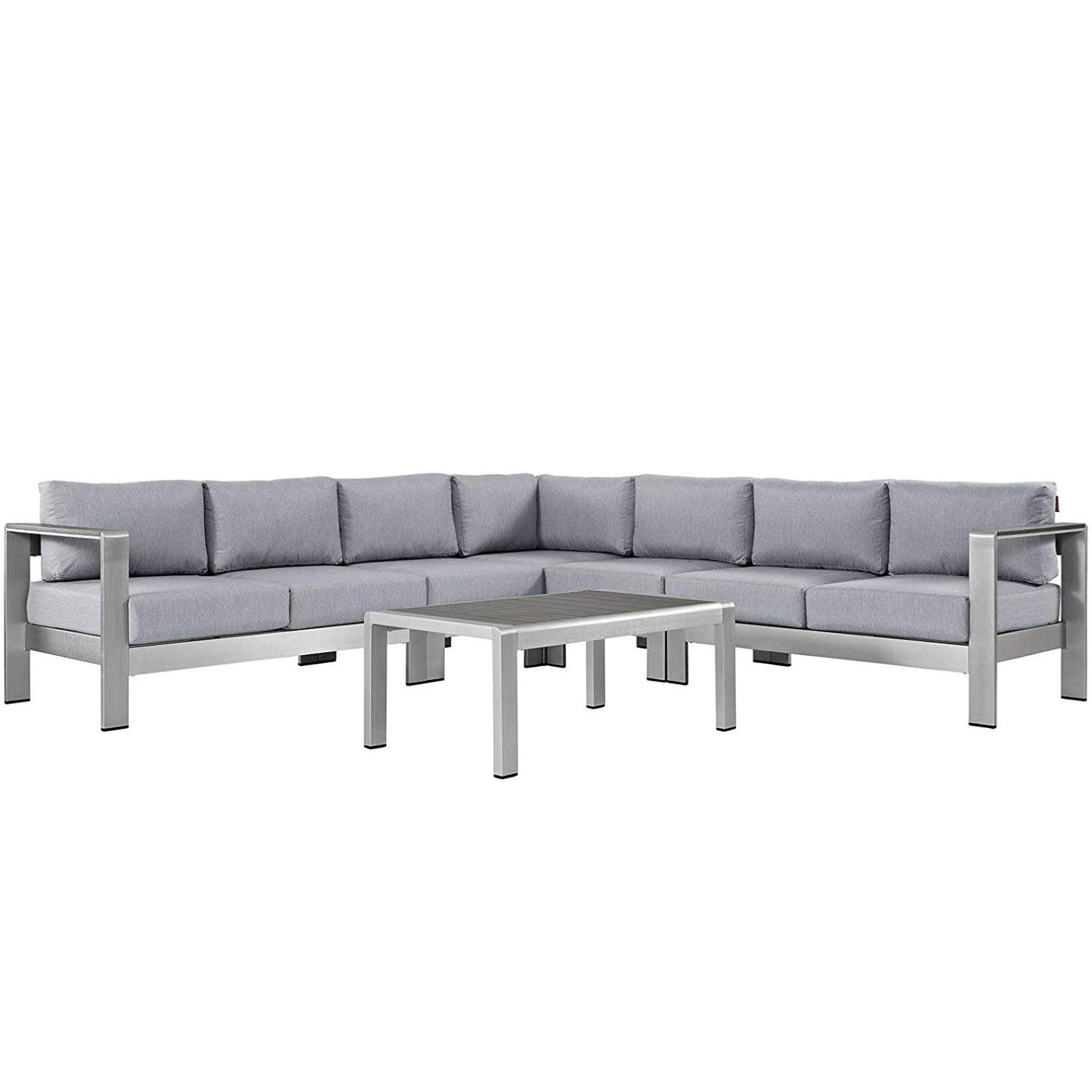 Modern aluminum furniture garden sofa set patio aluminum outdoor sofa hotel Villia poolside teak L sectional sofa