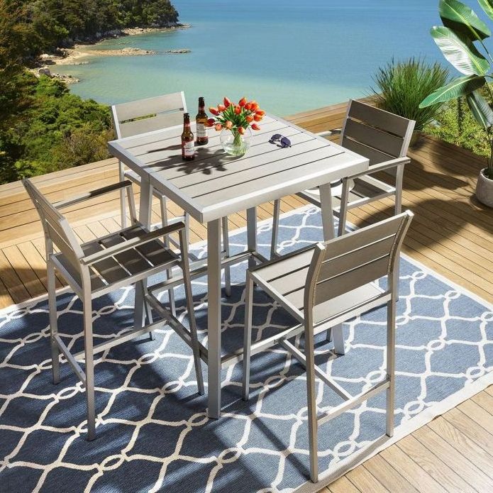 Top Beach Night club garden set Modern metal Hotel Outdoor Cast Aluminum Outdoor Patio Furniture  Bar Table And Chair Set