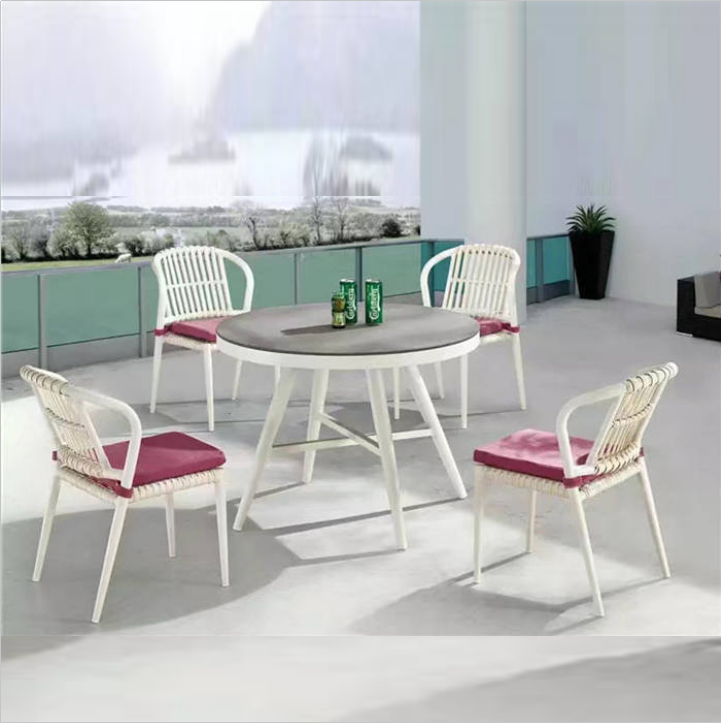 Wholesale patio High Back Malaysia Modern garden Rattan wicker dining set outdoor furniture cane Dining table and Chair