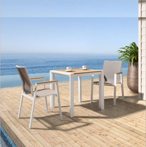 Manchester comfortable heavy-duty Hotel leisure Dining set patio sling rattan garden bistro Table and Chairs Outdoor furniture