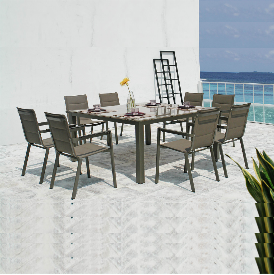 Classic simple design White aluminum 5pcs dining sets outdoor patio table and chair garden furniture