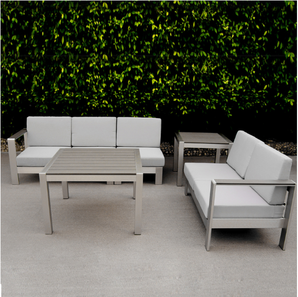 Daffodil Anodized Aluminium Frame Plastic Wood Outdoor Patio Furniture Luxury Garden rattan wicker sofa and coffee Table Sets