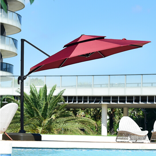 Hot sale customize logo beach aluminum sunshade umbrella frame size 2.7m outdoor garden umbrella wholesale Resort patio parasol