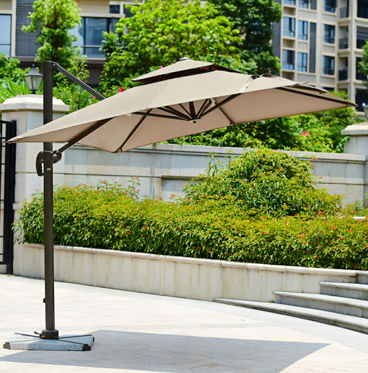 Aluminium beer garden/beach parasol straw pool side umbrella with lighted handle outdoor cafe umbrella