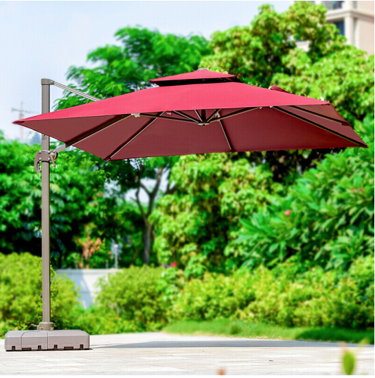 Aluminium beer garden/beach parasol straw pool side umbrella with lighted handle outdoor cafe umbrella