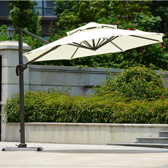 Aluminium beer garden/beach parasol straw pool side umbrella with lighted handle outdoor cafe umbrella