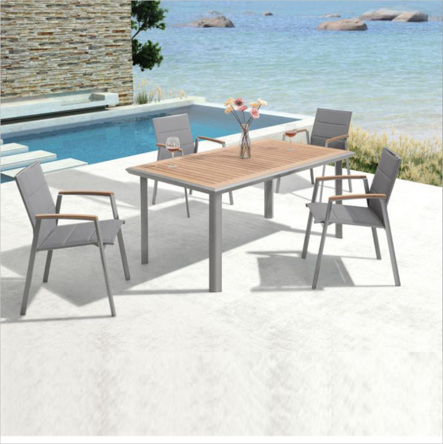 Georgia restaurant 10 seater french Outdoor/Home Plastic Wood furniture dining set Garden patio Wicker dining tables and chairs