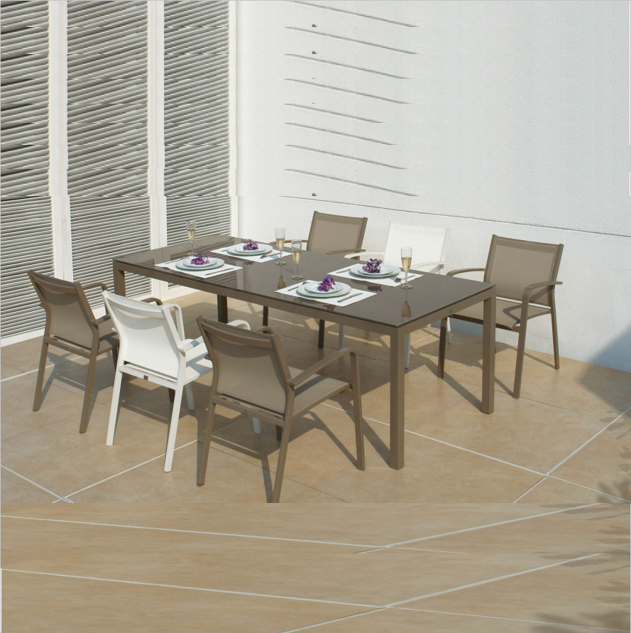 Goodluck Hotel Restaurant Dining Sets Patio Lawn aluminum dining Table and chair Balcony Garden sling Outdoor Furniture