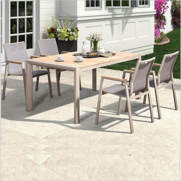 Georgia restaurant 10 seater french Outdoor/Home Plastic Wood furniture dining set Garden patio Wicker dining tables and chairs