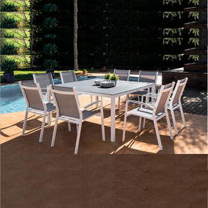 Classic simple design White aluminum 5pcs dining sets outdoor patio table and chair garden furniture