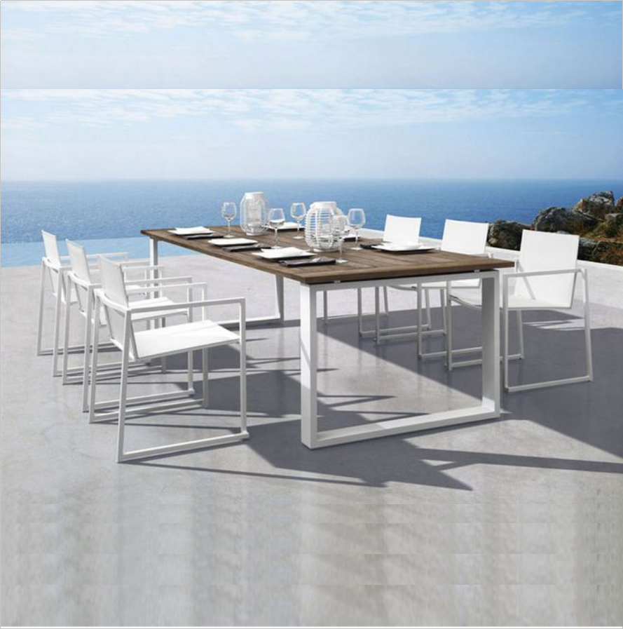 Classic simple design White aluminum 5pcs dining sets outdoor patio table and chair garden furniture