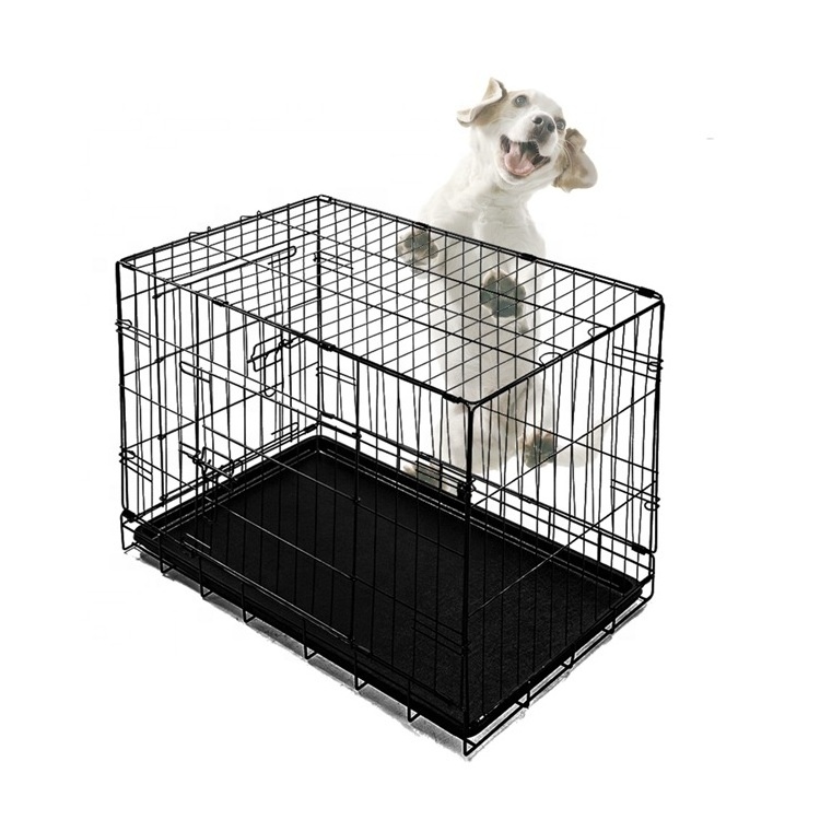 Hot Selling Best Medium Dogs Wire Metal Kennel Cages Extra-Strong Double Door Folding Metal Dog Crate