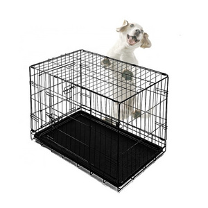 Hot Selling Best Medium Dogs Wire Metal Kennel Cages Extra-Strong Double Door Folding Metal Dog Crate