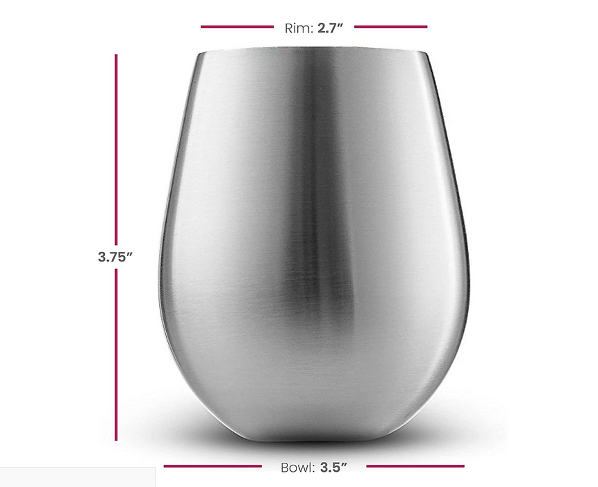 Stainless Steel Wine Glasses 18 Oz Stainless Steel Red & White Stemless Wine Glasses Unbreakable Portable Wine Tumbler