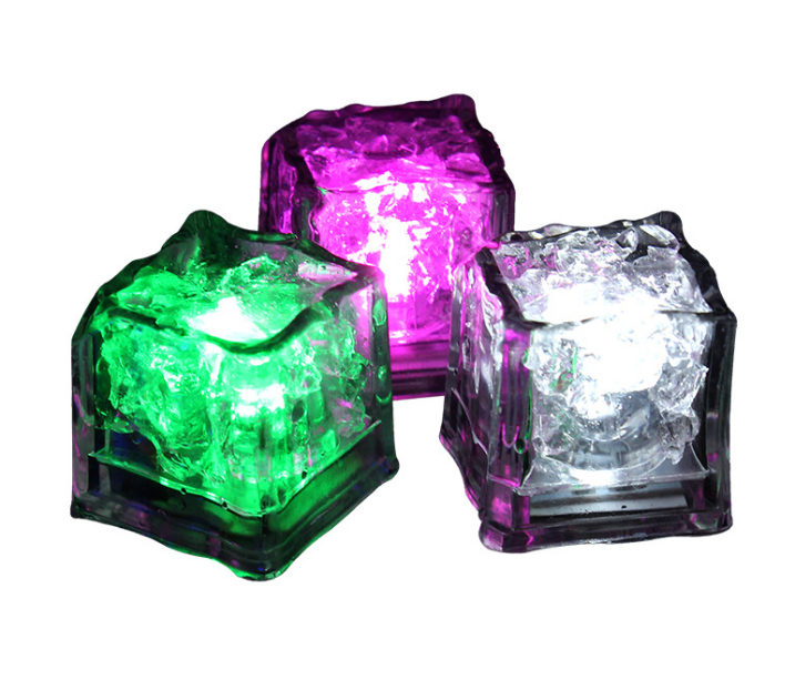 LED Ice Cube Shape Lights Liquid Sensor Glowing Light up Ice Cubes for Drinks Bar Party Wedding Decorations Whiskey Stones