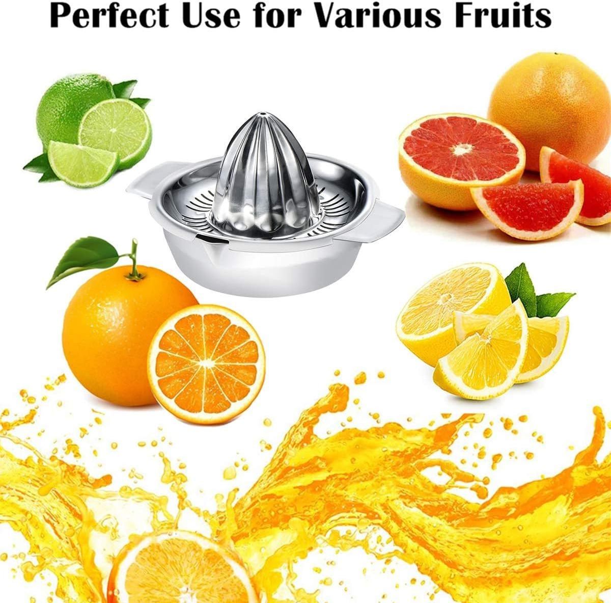 Citrus Lemon Orange Grapefuit Juicer Manual Squeezer Stainless Steel 304 Robust Hand Juicer Reamer Rotation Press with Strainer