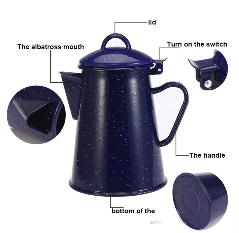 Hot Sale 6 cups Outdoors Enamel Coffee Pot to Store Hot Coffee Teapot for Camping & Farmhouse