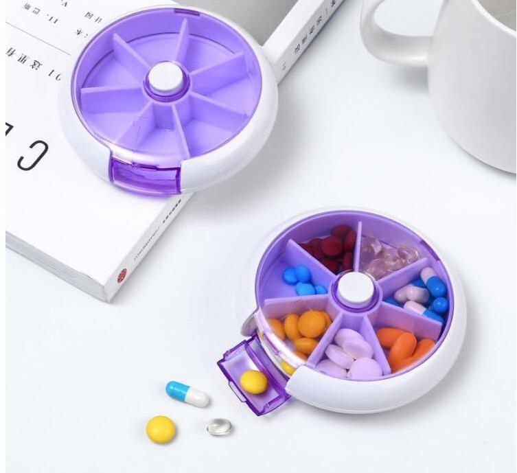 Weekly  Pill Organizer 7 Day 3 Times Medicine Pill Dispenser Case Push Button Rotate Pill Planner with 7 Compartments